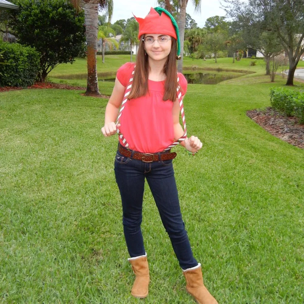 Red Candy Cane Striped Suspenders, pre-loved